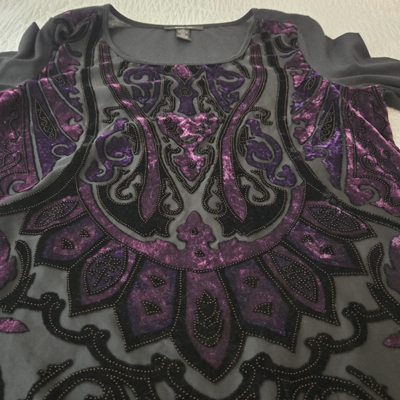 Style & Co. Tops - Style & Co y2k Velvet Burnout Purple Black Whimsygoth Dark Fairy Plum Medium